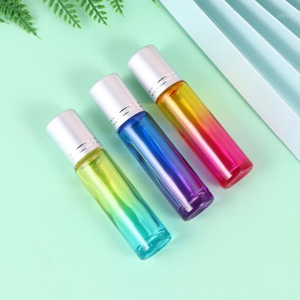 

storage bottles & jars 10pcs 10ml color gradient empty bottle portable mini roll-on essential oil subpackaging (rose blue