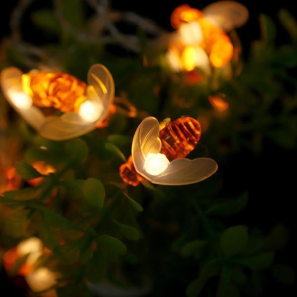 

solar lamps light led string lights cute bee outdoor garden fence roofcorridor christmas tree decoration lighting