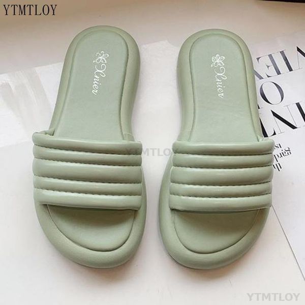 

beach shoes woman's slippers luxury slides designer summer rome basic fashion pu ladies sandals zapatillas mujer casa, Black