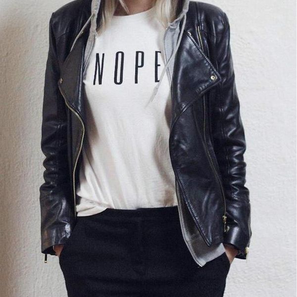 

nope harajuku letter print summer womens t shirts tees short cotton o neck kawaii casual black white tumblr