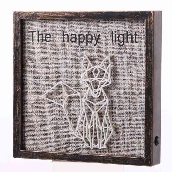 

wooden plastic p frame lamp, space animal and plant decorative night lamp