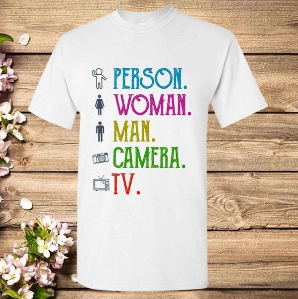 

person woman man camera tv test meme t-shirt usa size, White;black