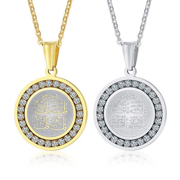 

pendant necklaces religious jewelry stainless steel zircon mantra with necklace, Silver