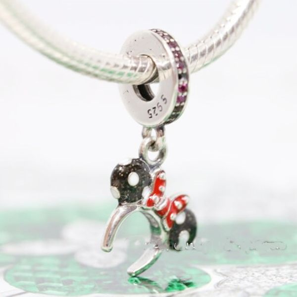 Autêntico Pandora 925 Sterling Silver Discadia Glitring Mini Orelhas de Mouse Faixa de Cabelo Dangle Charme Fit Loose Bead Pulseira Jóias 799425C01