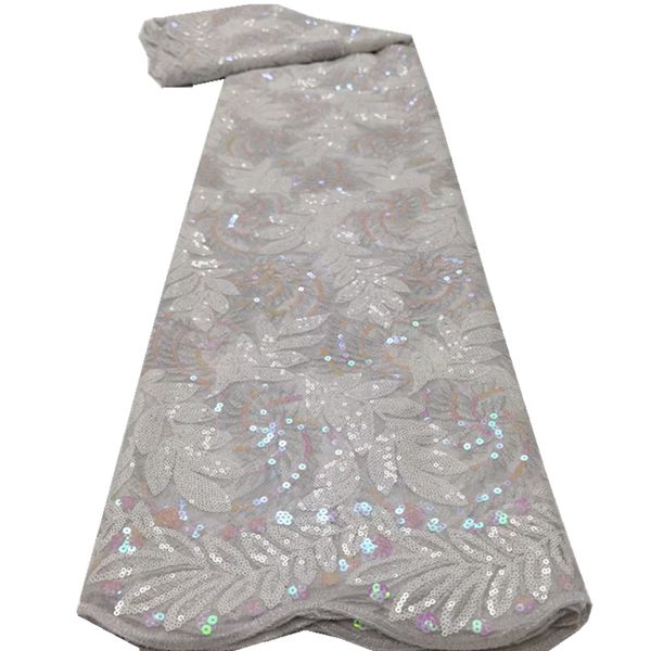 

2021 design luxury sequin lace fabric nigerian mesh netwith sequins good quality sequence for bridal materials qx-125, Black;white