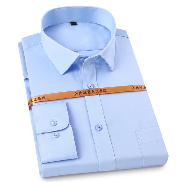 

men's dress shirts fashion 100% cotton smooth non-iron single patch pocket long sleeve standard-fit formal classic & shirt, White;black