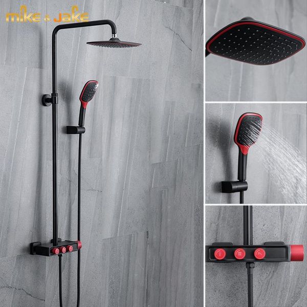 

red black shower mixer matte bath rainfall set tap and cold bathroom sets
