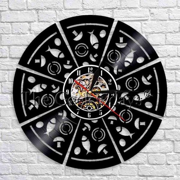 

wall clocks fish pizza foody design creative clock modern record decor shape room decorative artwork