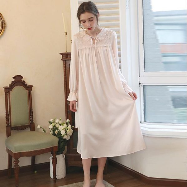 

women's sleepwear spring women vintage nightgowns sleepshirts victorian night dress long sleeve nightwear cotton homewear h746, Black;red