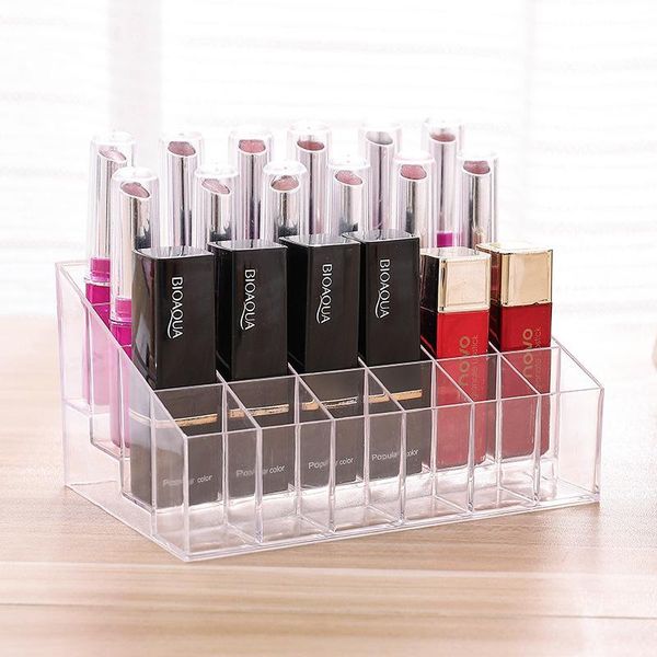

storage boxes & bins transparent 24 grids acrylic makeup organizer lipstick holder display rack case cosmetic nail polish make up organiser