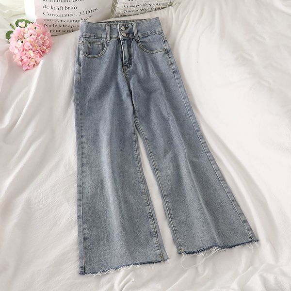 

jeans women high waist korean style wide leg trousers casual loose street wear fashionable pantalon female pant vintage mujer, Black;white