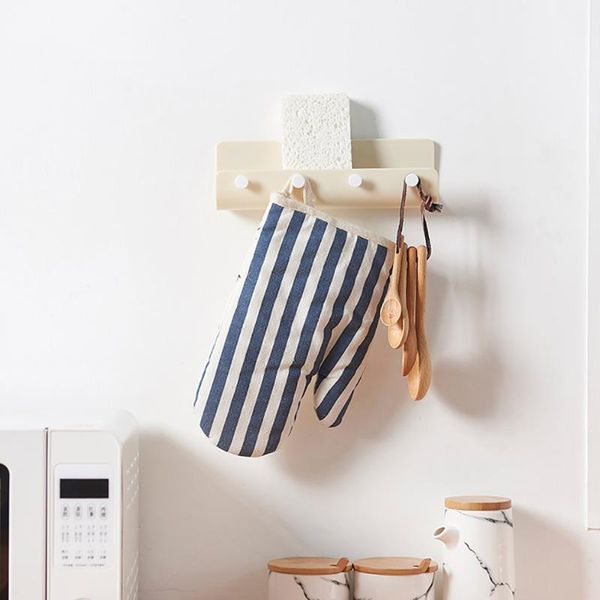 

storage holder wall-mounted hanging key hanger rack with 4 hook books sundries organizer shelf home decor hooks & rails