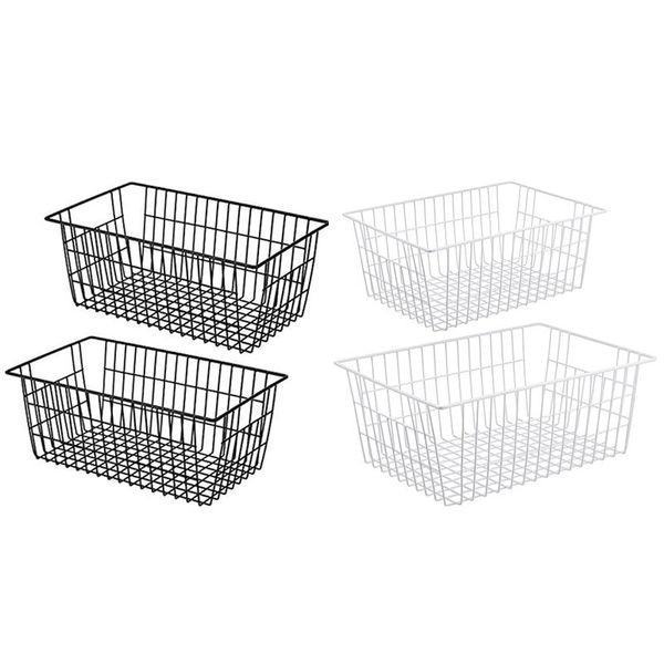 

storage baskets 2 pack wire baskets, farmhouse metal basket er organizer bins with handles