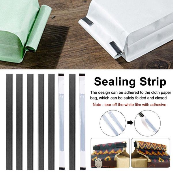 

bag clips 100pcs pour strip kitchen peel and stick sealing clip bendable tag paper home coffee storage portable mini
