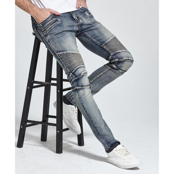 

men jeans design biker skinny strech casual for good quality kg-335, Blue