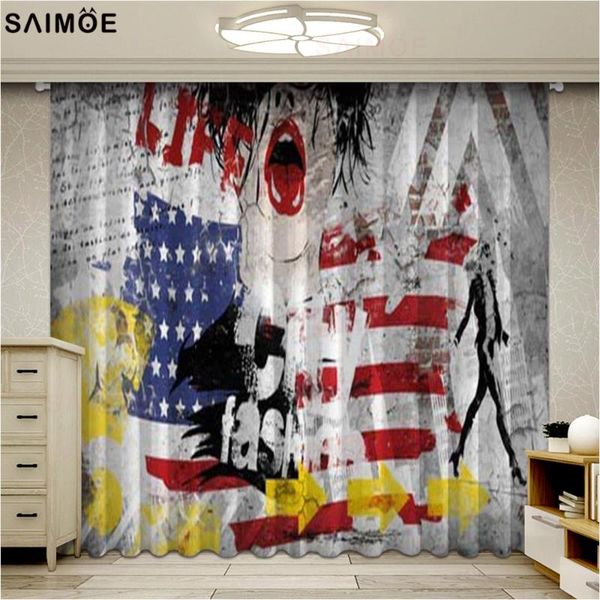 

curtain & drapes graffiti window curtains modern and grunge wall with a girl words blackout fashion print living room bedroom drape