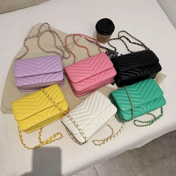 

metal chain messenger bags for women new classic flap bag leather quilted shoulder bag solid color crossbody shoulder purse mmm