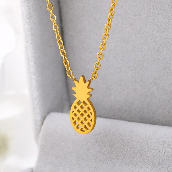 

pendant necklaces gorgeous tale romantic pineapple choker chain jewelry charm ananas necklace fashion maxi for women 2021, Silver