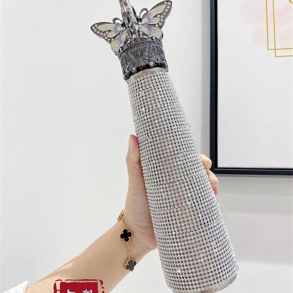 

italian crown butterfly flash thermos cup 304 stainless steel full set diamond gift net red