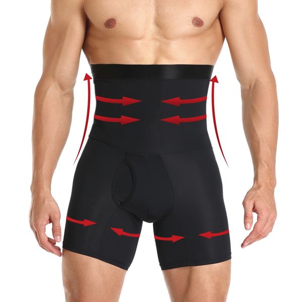 Herren-Shorts zur Bauchkontrolle, Body Shaper, Kompression, hohe Taille, Trainer, Bauch, Bauchkontrolle, Abnehmen, Shapewear, Boxer-Unterwäsche, Faja