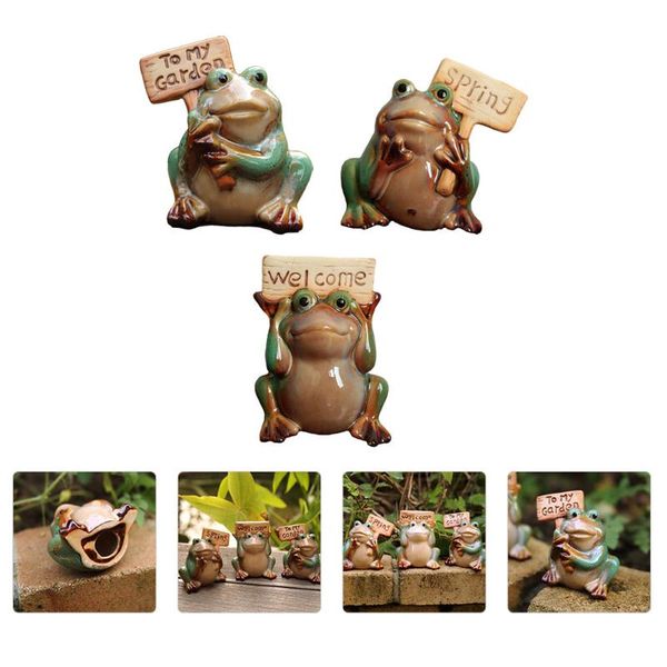 

garden decorations 3pcs ceramic frogs ornaments outdoor figurine welcome sign ornament