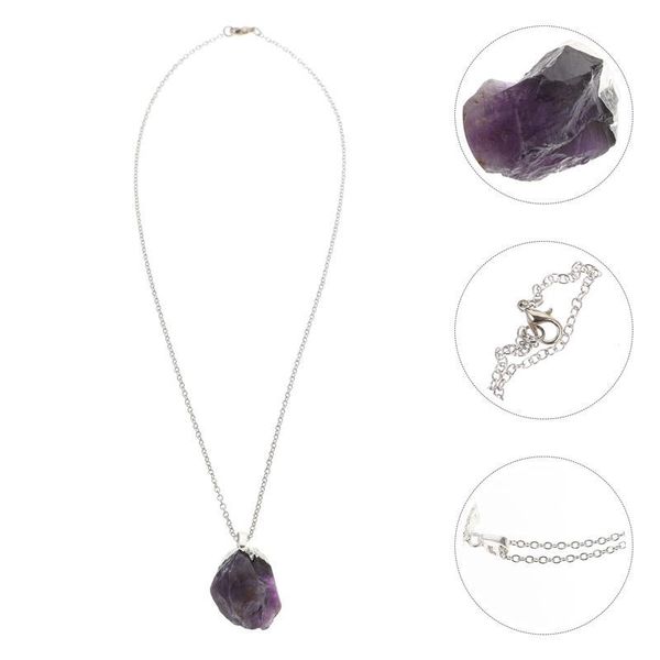 

party favor christmas rough stone necklace natural amethyst craft pendant exquisite