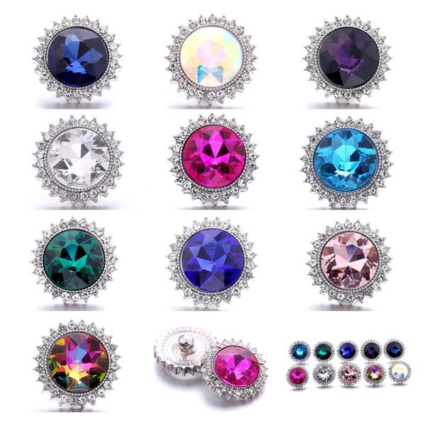 

rhinestone sun fastener 18mm snap button clasp silver color alloy metal charms for snaps jewelry findings suppliers
