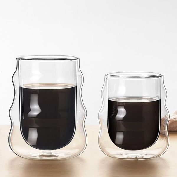 

tea cups transparent high boron silicon glass insulated double-layer coffee mugs milk juice breakfast wine glasses