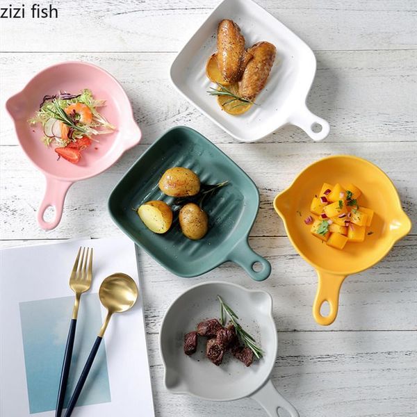 

dinnerware sets multicolor white square / round ceramic bowl with handle oven bakeware salad noodle soup breakfast fruit plate cutlery