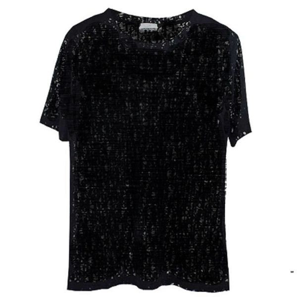 

womens men vogue designer t-shirt sheer party wear polos for woman letter print hollow out t shirts summer hip hop streetwear fashion tee ma, White