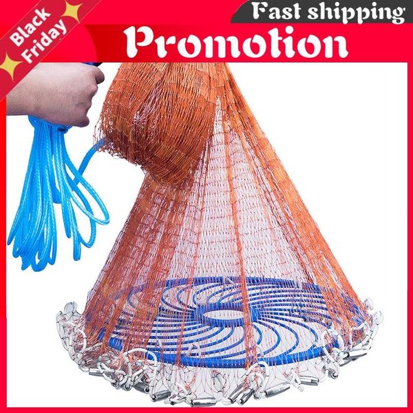 

fishing accessories landing net fish cast network usa trap hand-throw with iron sinkers netting