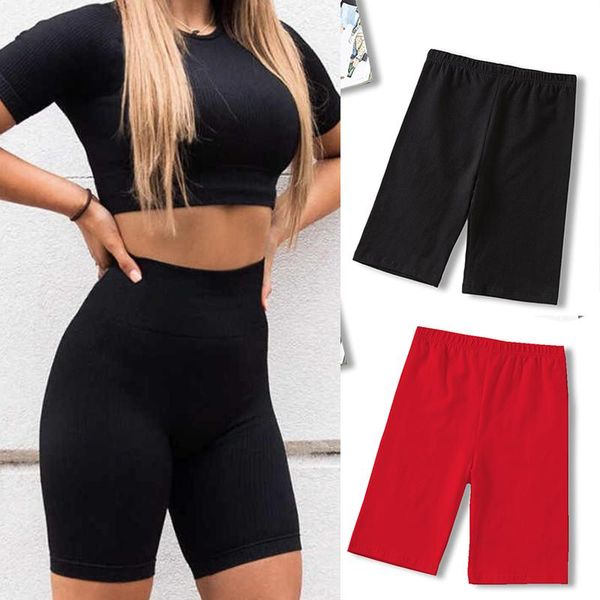 

women's shorts women summer cycling bike stretch basic short solid black biker fitness korean casual sweatpants, White;black