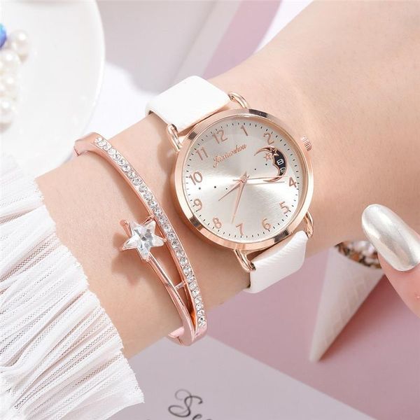

wristwatches women fashion white watch quartz leather ladies 2021 brand simple number dial woman clock montre femme, Slivery;brown