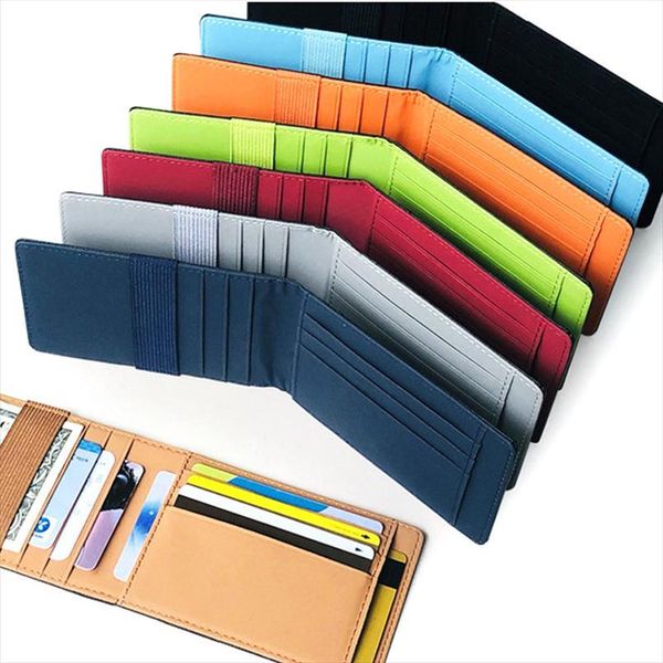 

fashion women mini wallet elastic ribbon woman money clip men small credit card purse slim cash holder for man 8, Red;black