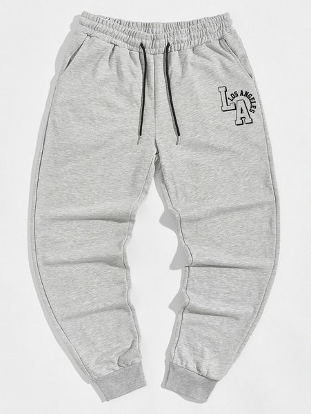 

romwe guys letter graphic sweatpants x5is#, Black