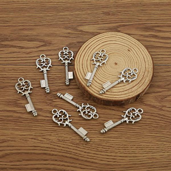 

charms 2021 fashion 10pcs/set antique silver color keys pendant vintage diy keychain metal decorations jewelry key chain, Bronze;silver