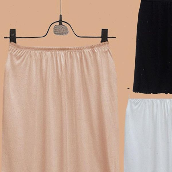 

women skirt elastic waist short petticoat stretch satin inner wear soft half slip lady accessories, Black