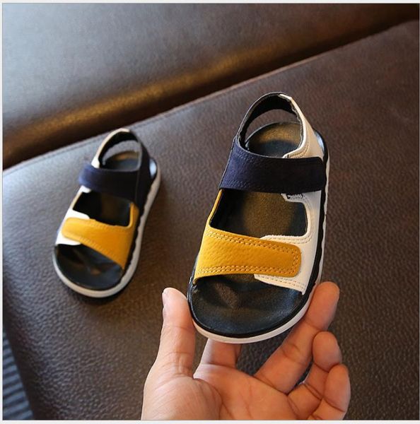 

sandals summer children's high-quality boys girls flat cloth outdoor beach sports soft-soled non-slip kids shoes 2021, Black;red