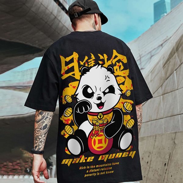 

fashion short sleeve t-shirt men's ins2021 fashion brand guochao summer loose half large wear, White;black