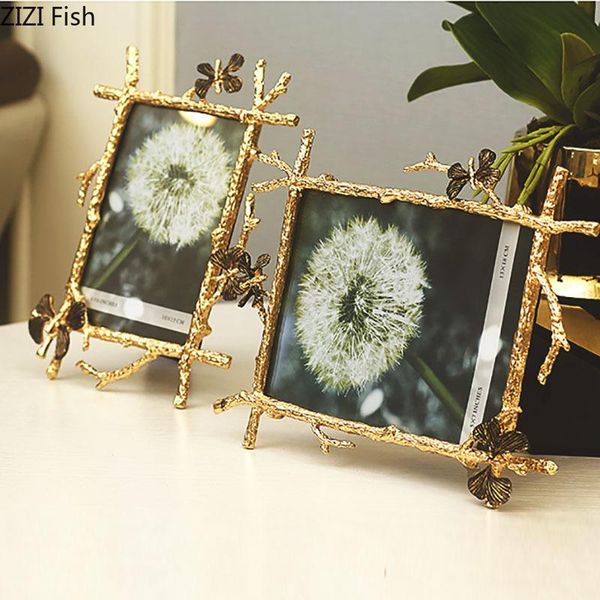 

frames 6/7 inch nordic vintage metal butterfly po frame family portrait nightstand desksquare golden picture home decor