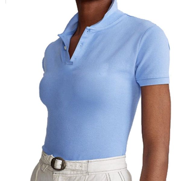 

women's polos summer short sleeve slim casual shirt 100% cotton lapel t-shirt fashion solid color sports high quality, White