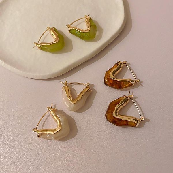 

dangle & chandelier minar funny 3 styles brown white green color resin pendant earrings for women girls geometric chunky hoop accessories, Silver