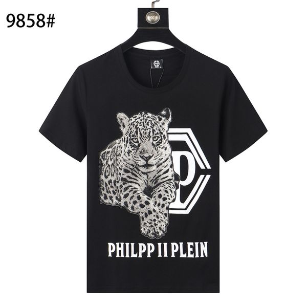 

philiiplein 2021ss new men's tees summer plain men's t-shirts cotton women clothes funny short sleeve o neck tees printing phillip, White;black