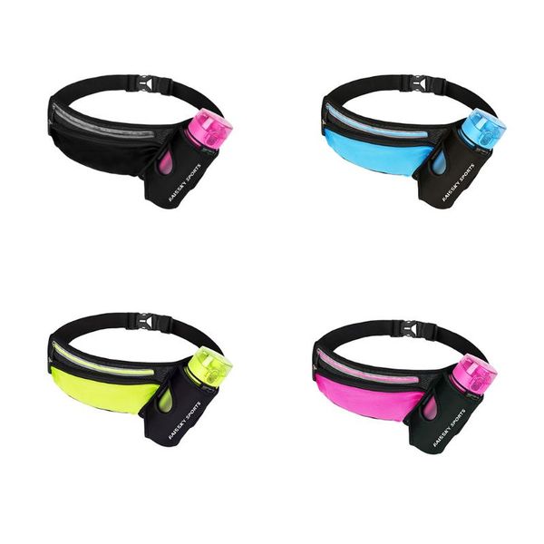 

outdoor bags running belt waist bag fanny pack women men water bottle holder elastic reflective lightweight waterproof pouch