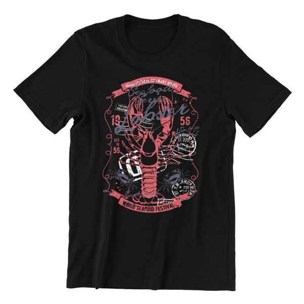 

lobster world seafood festival mens fashion print seaside t-shirt tee top, White;black