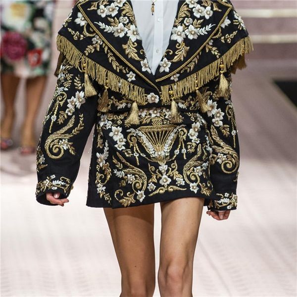 

skirts retro vintage embroidery runway mini skirt women high waist black gold floral print womens designer gothic faldas