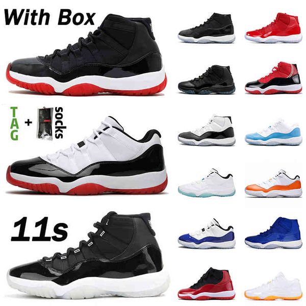 

2021 gift with box jumpman 11 basketball shoes 11s men women concord high low space jam gamma blue cap and gown sneakers trainers, Black