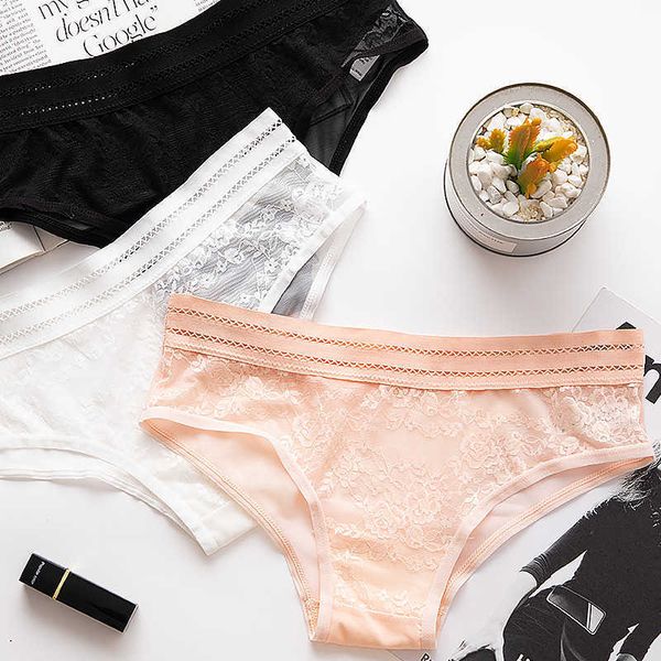 

briefs panties lace women's breathable low waist girl jacquard peach hip transparent, Black;white