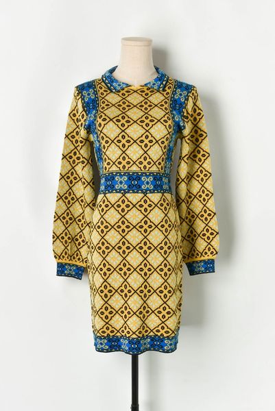 

vintage dresses sweater autumn winter turn down collar geometric jacquard wool women knitted long sleeve dress, Black;gray