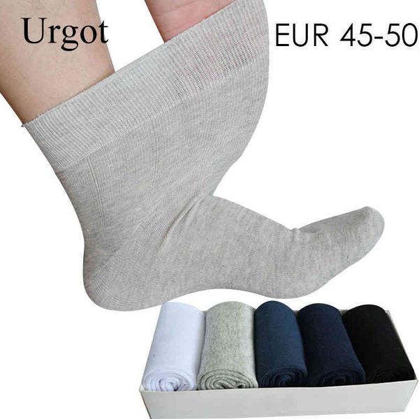 

urgot 5 pairs men's large plus big size 48,49,50 all-match casual business anti-odor men socks sox meias calcetines hombre, Black